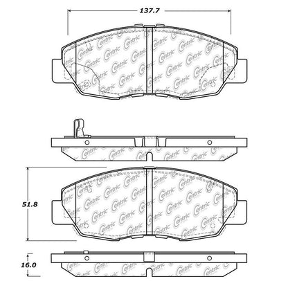 Centric Parts Disc Brake Pad Set with High Performance Shims for Passenger Cars and Light Duty Trucks 301.15780