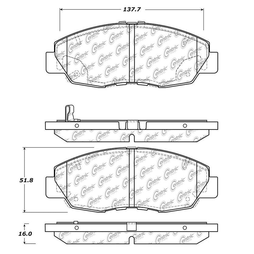 Stoptech Centric Premium Ceramic Brake Pads Shims and Hardware - Front 301.15780