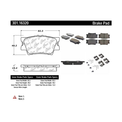 Centric Parts Disc Brake Pad Set with High Performance Shims 301.16320