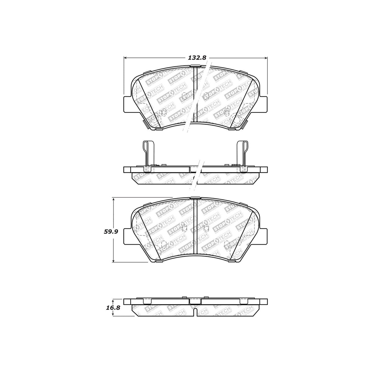 StopTech Street Select Brake Pads With Hardware