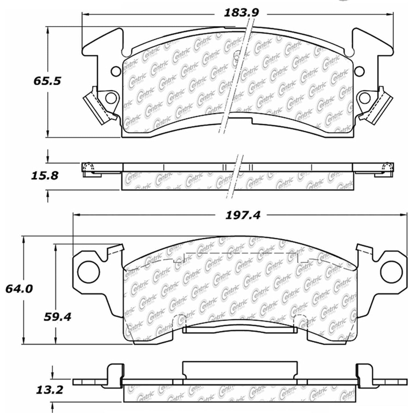 Centric Parts Disc Brake Pad Set Fleet Performance with Para-aramid for 1971-1991 Buick Models 306.00520