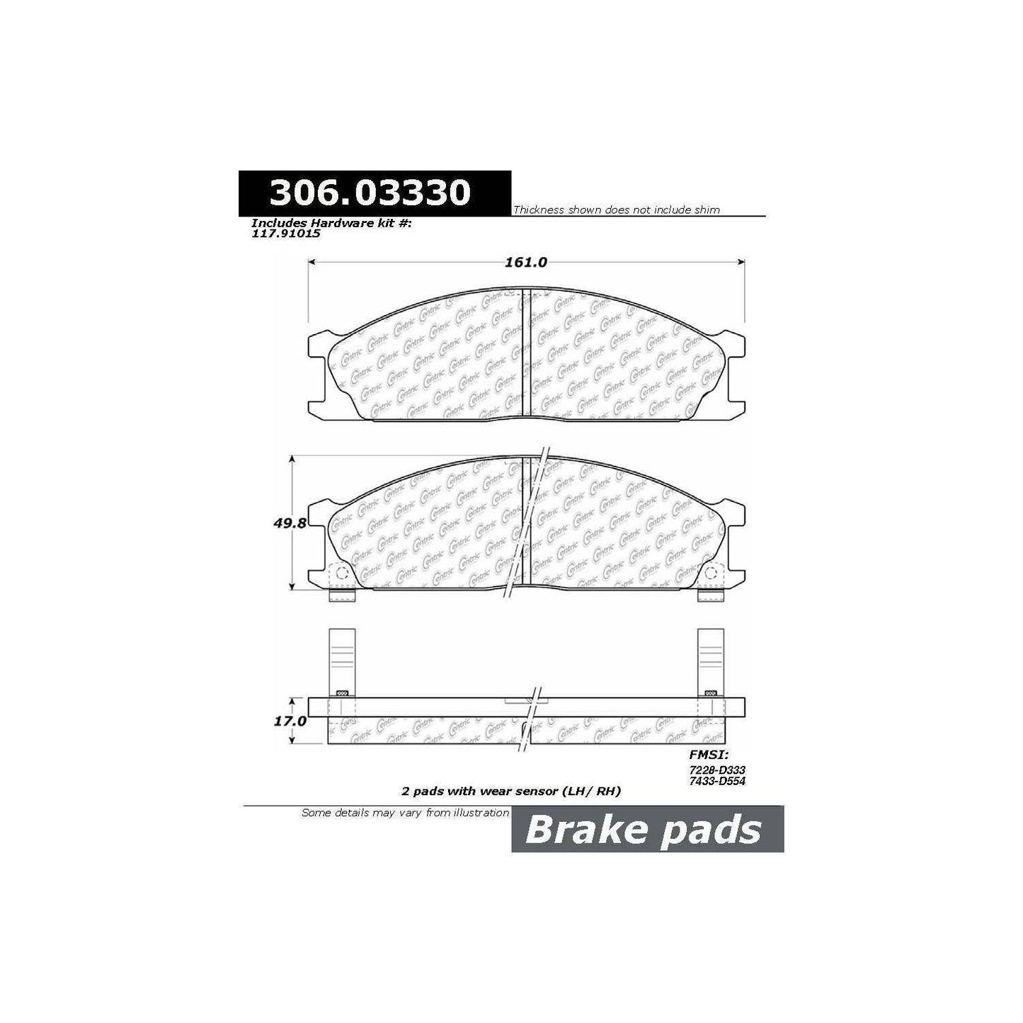 Stoptech Centric Performance Brake Pads 306.03330