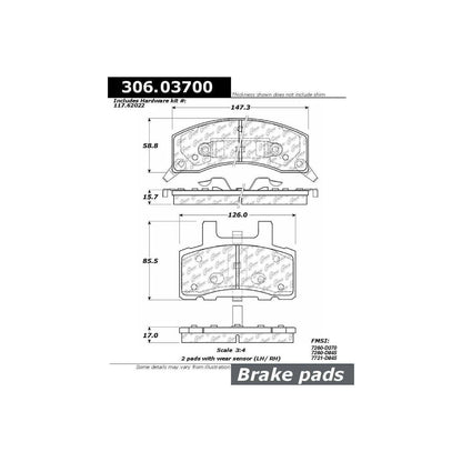 Centric Parts Disc Brake Pad Set Fleet Performance with Para-aramid Friction Compounds 306.03700