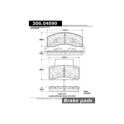 Stoptech Centric Performance Brake Pads 306.04590