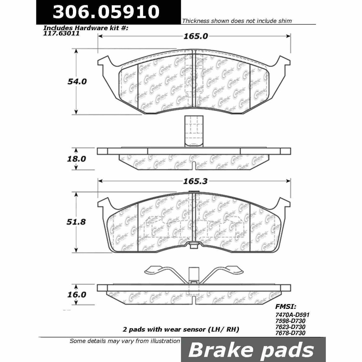 Stoptech Centric Performance Brake Pads 306.05910