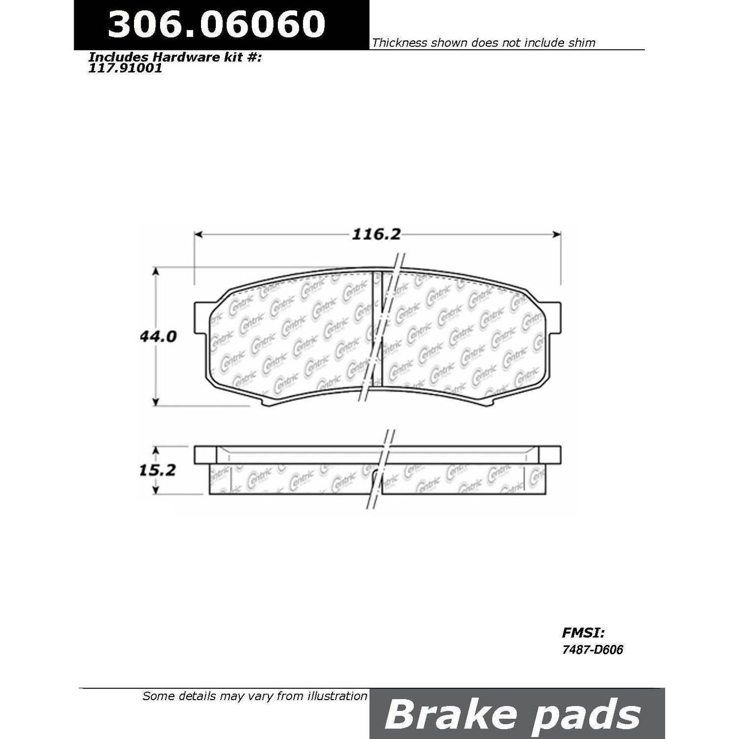 Centric Parts Disc Brake Pad Set Fleet Performance with Para-aramid friction compounds 306.06060