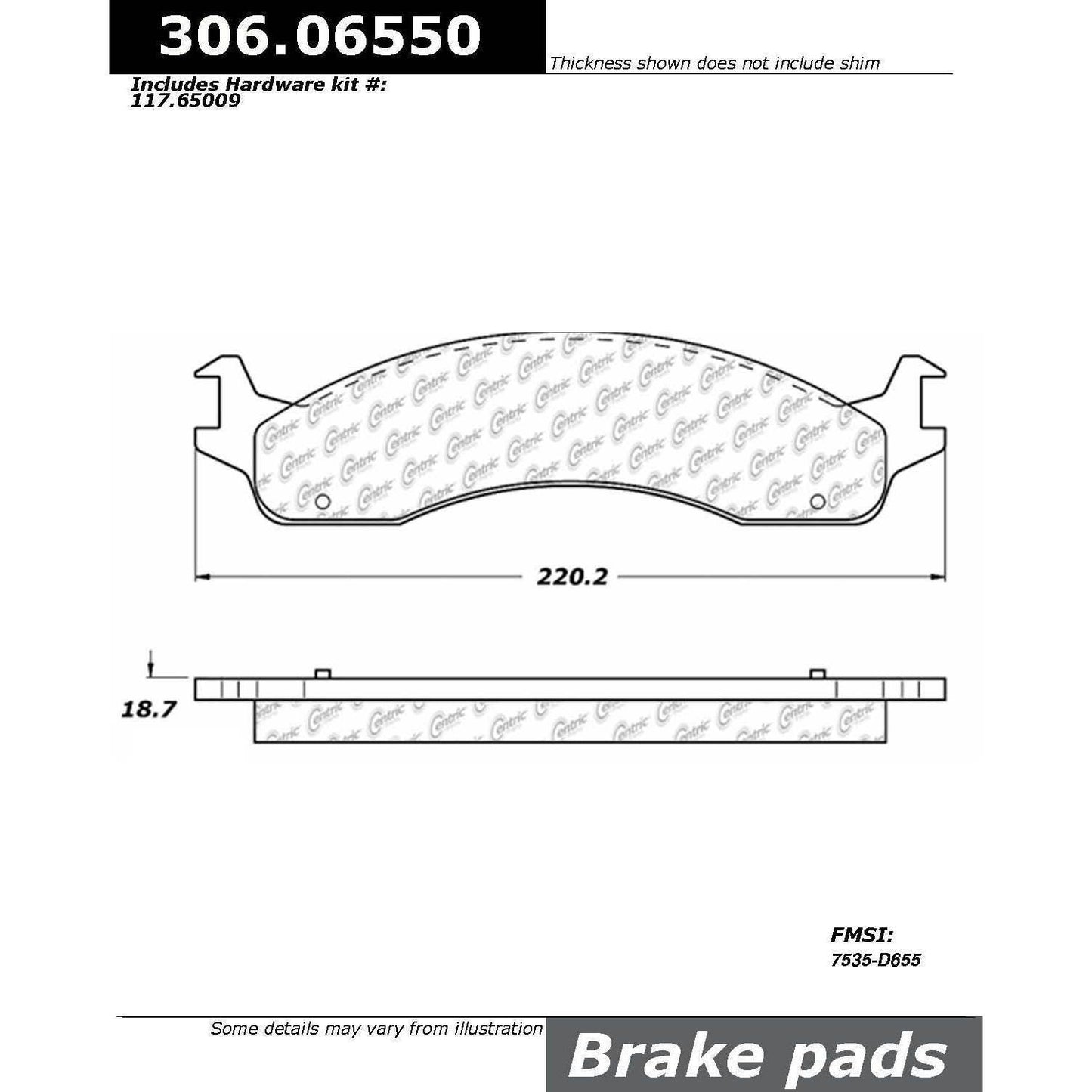 Centric Parts Disc Brake Pad Set Fleet Performance with Para-aramid friction compounds 306.06550