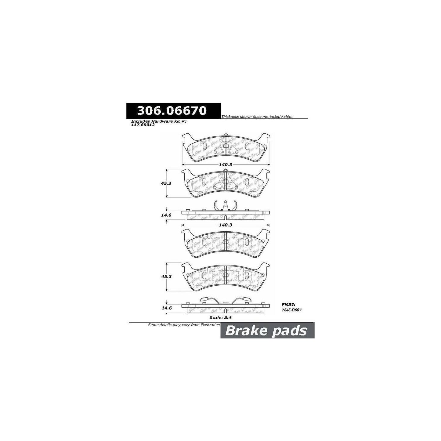 Stoptech Centric Performance Brake Pads 306.06670