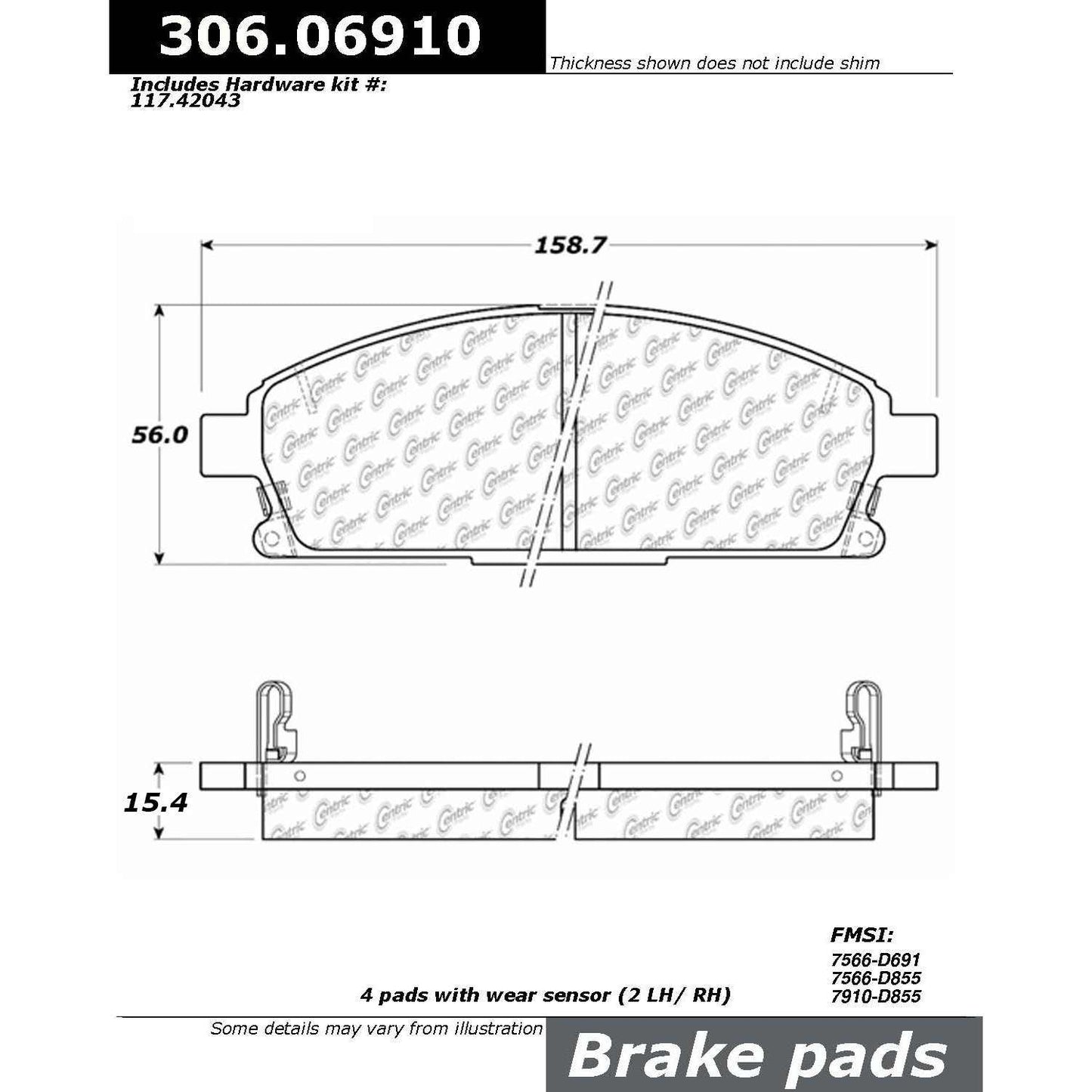 Stoptech Centric Performance Brake Pads 306.06910