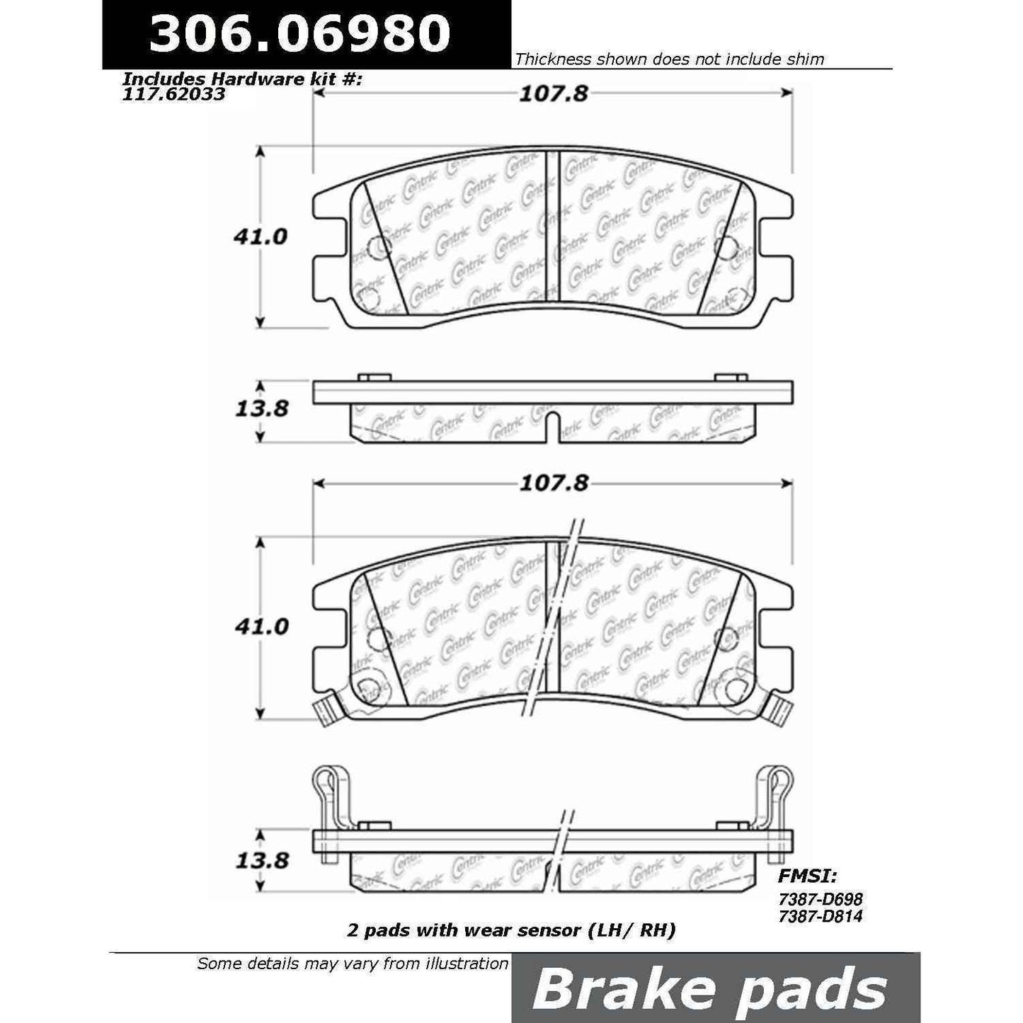 Stoptech Centric Performance Brake Pads 306.06980