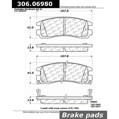 Stoptech Centric Performance Brake Pads 306.06980