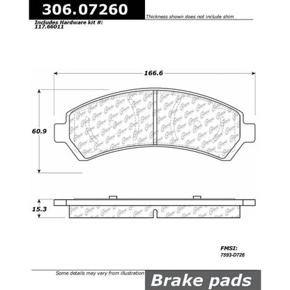 Centric Parts Disc Brake Pad Set Fleet Performance with Para-aramid friction compounds 306.07260