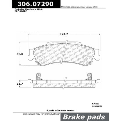 Centric Parts Disc Brake Pad Set Fleet Performance with Para-aramid friction compounds 306.07290