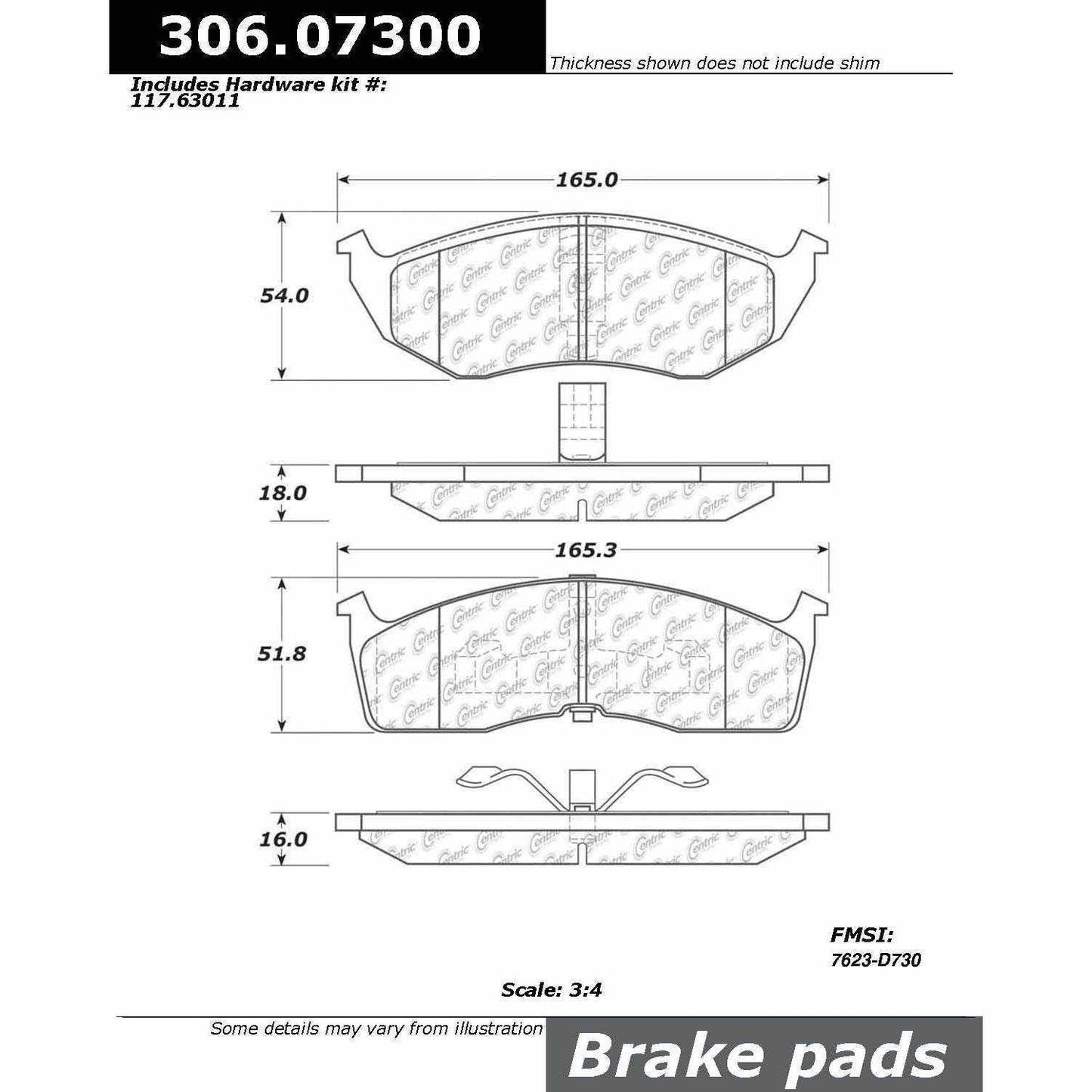 Stoptech Centric Performance Brake Pads 306.07300