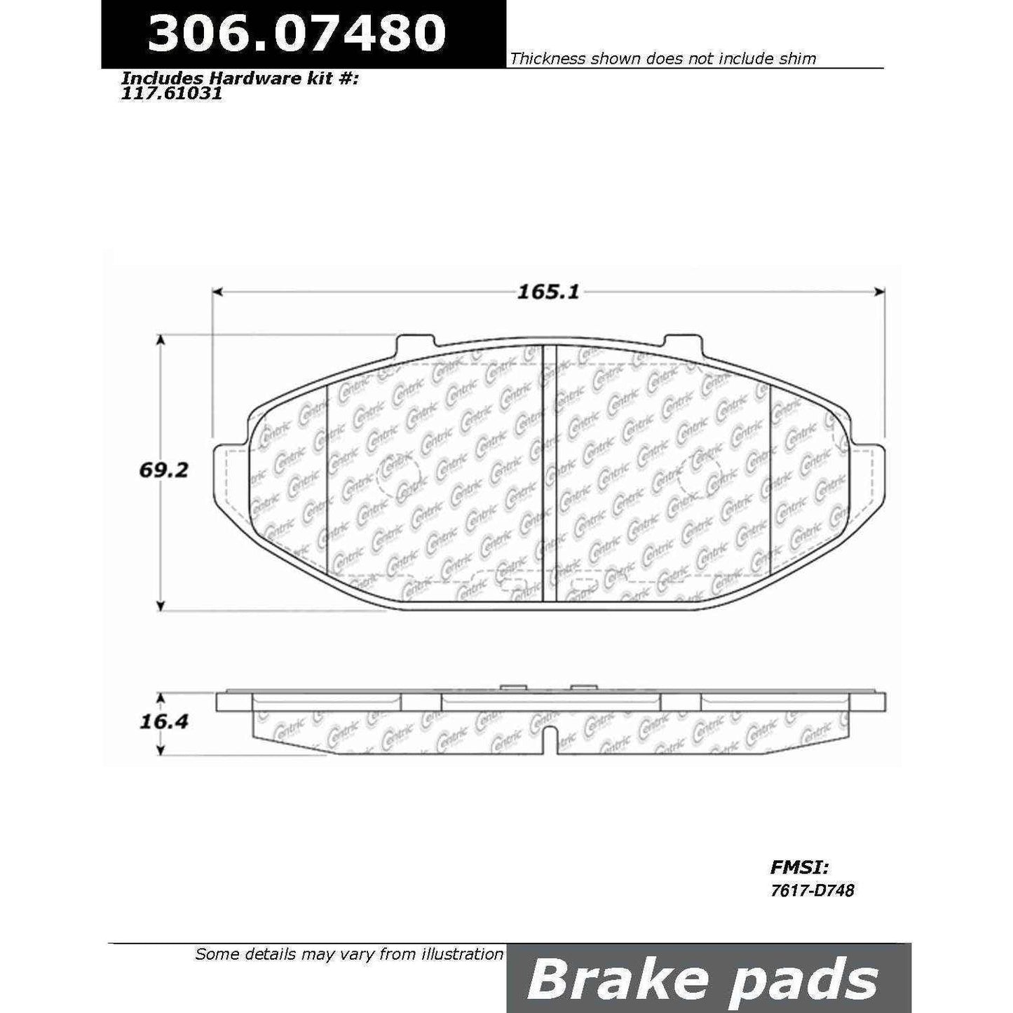 Stoptech Centric Performance Brake Pads 306.07480
