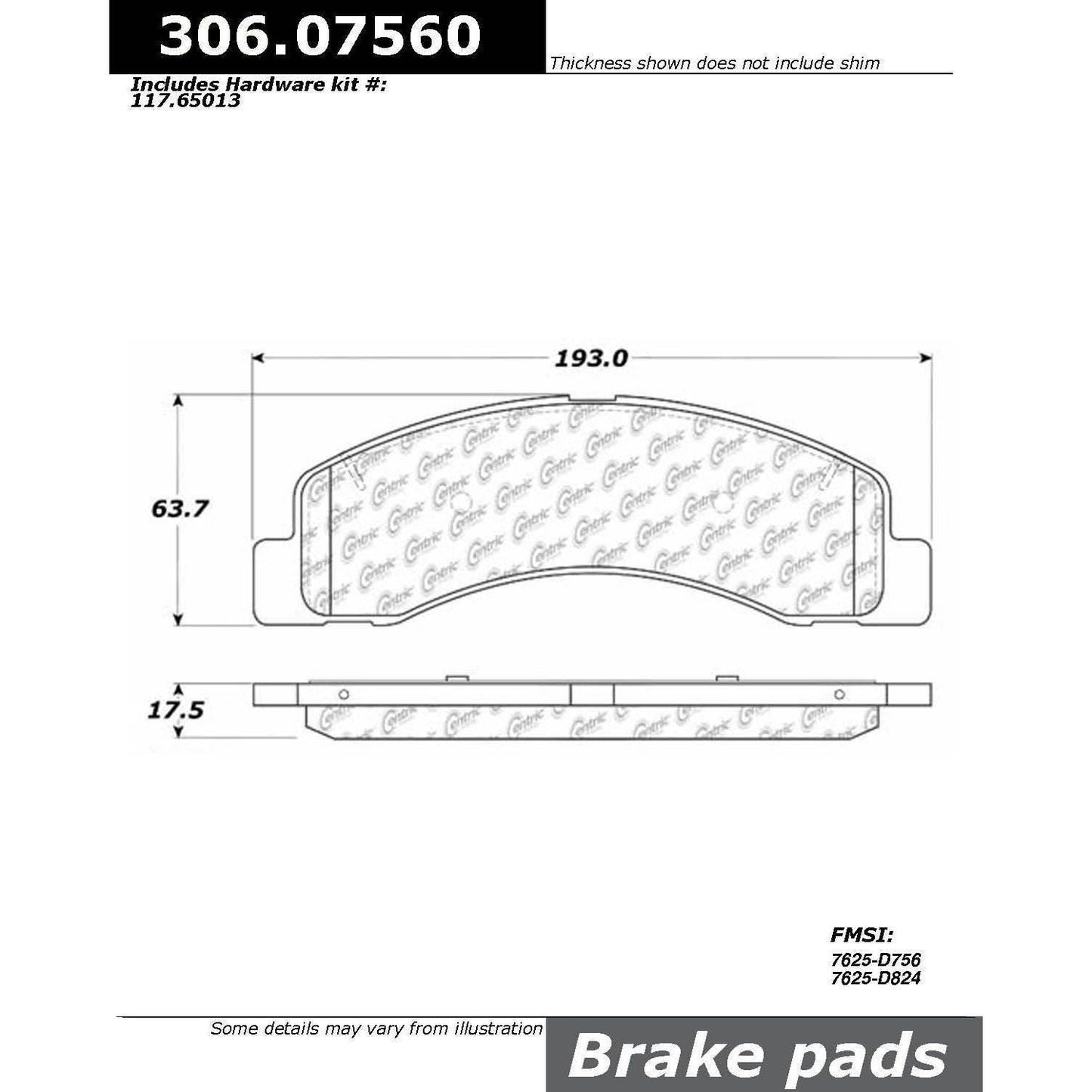 Centric Parts Disc Brake Pad Set Fleet Performance with Para-aramid friction compounds 306.07560