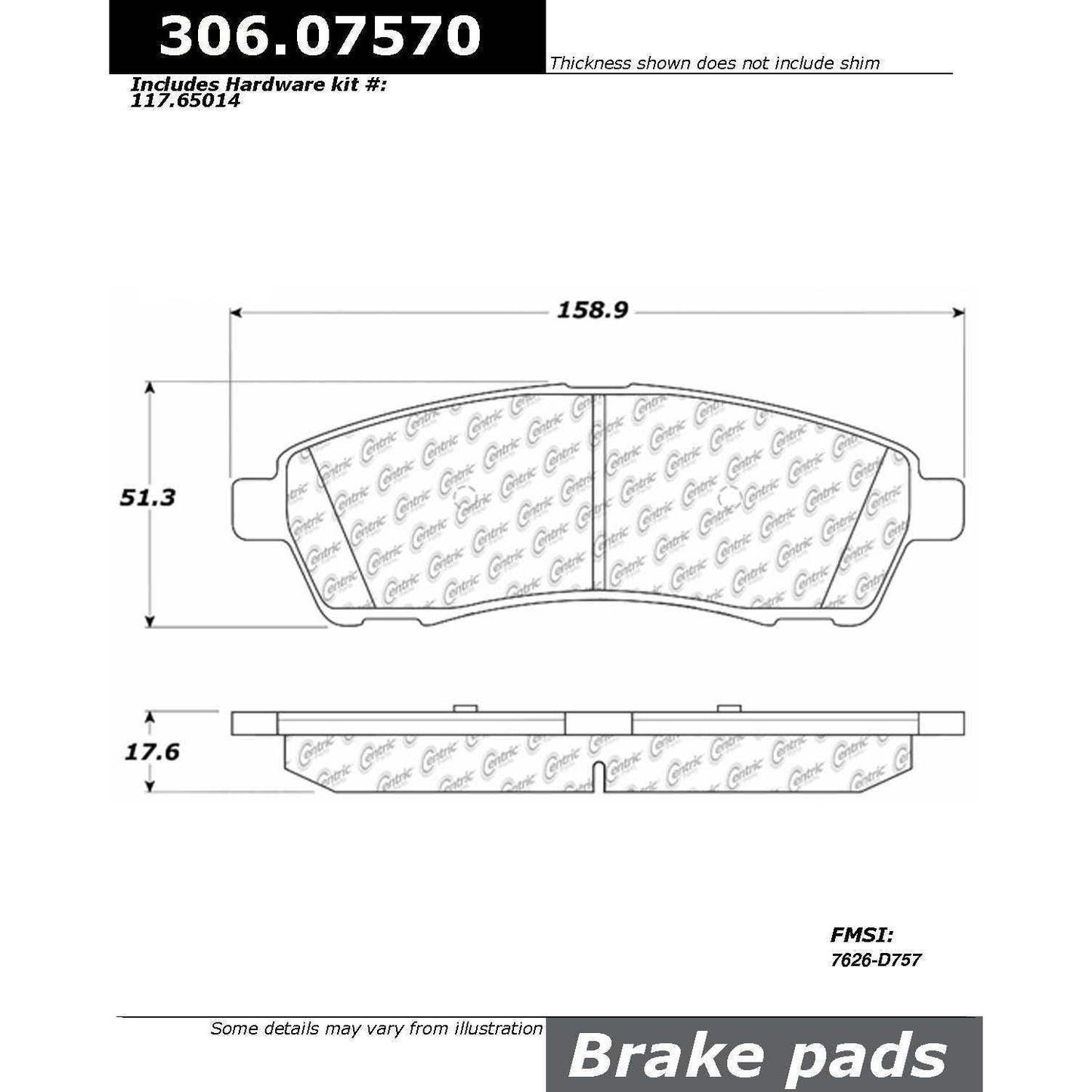 Centric Parts Disc Brake Pad Set Fleet Performance with Para-aramid friction compounds 306.07570