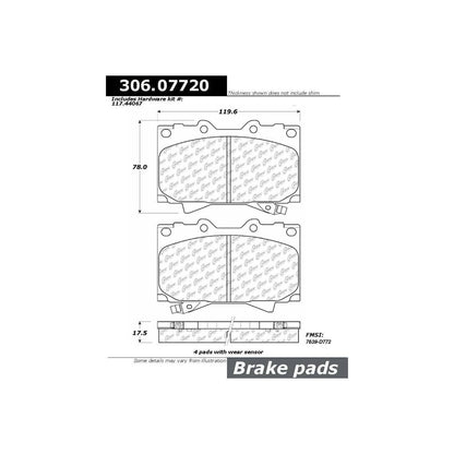 Stoptech Centric 98-07 Toyota Land Cruiser Fleet Performance Organic Front Brake Pads 306.07720