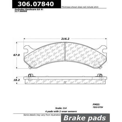Centric Parts Disc Brake Pad Set Fleet Performance with Para-aramid Friction Compounds 306.07840