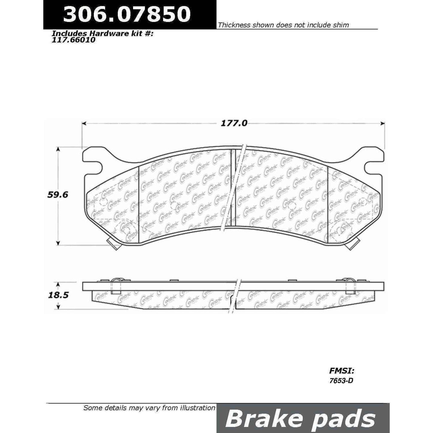 Centric Parts Disc Brake Pad Set Fleet Performance with Para-aramid friction compounds 306.07850