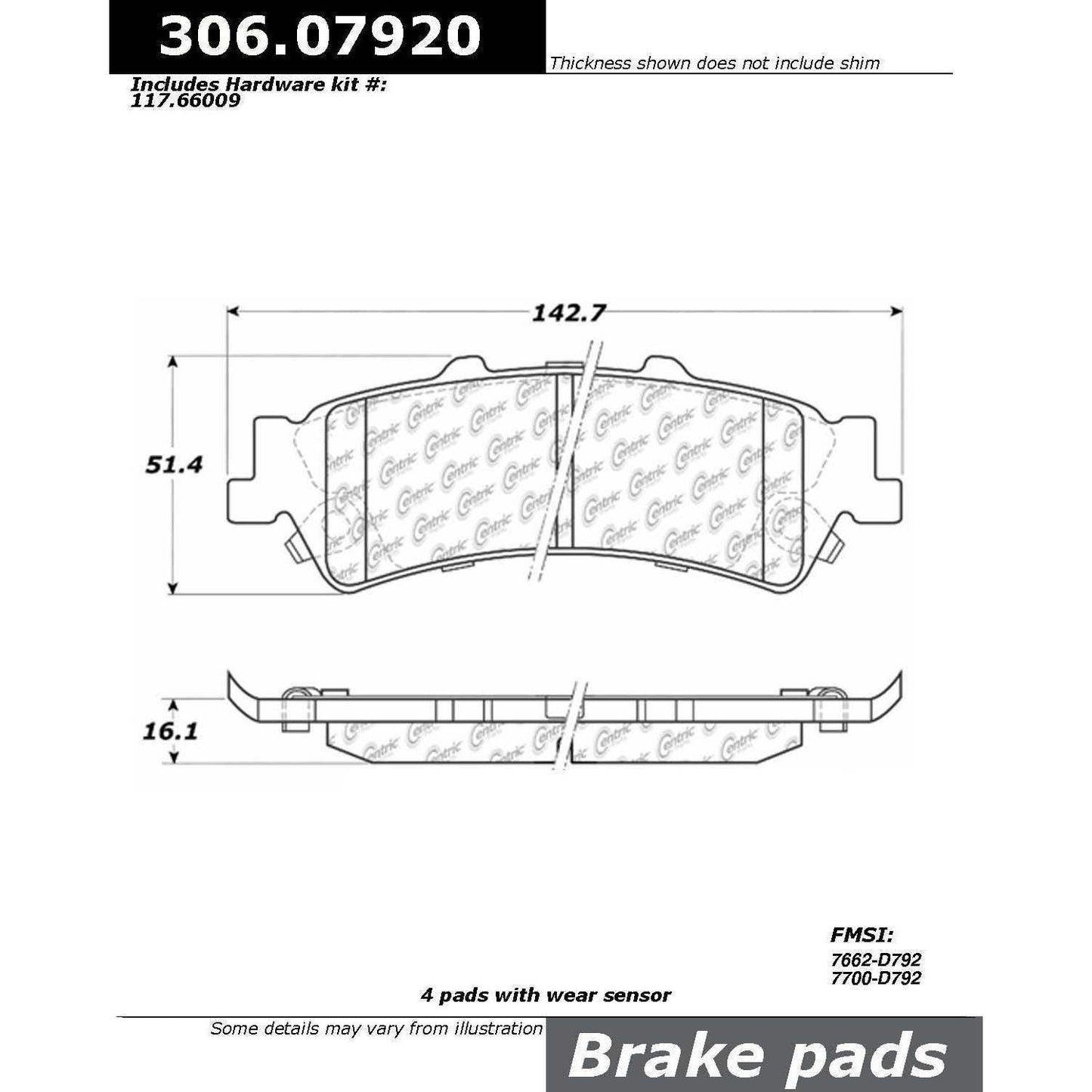 Stoptech Centric Performance Brake Pads 306.07920