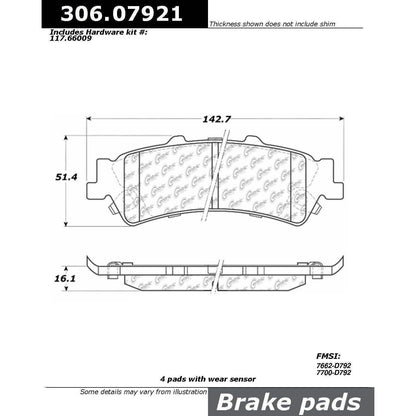 Centric Parts Disc Brake Pad Set Fleet Performance with Para-aramid friction compounds 306.07921