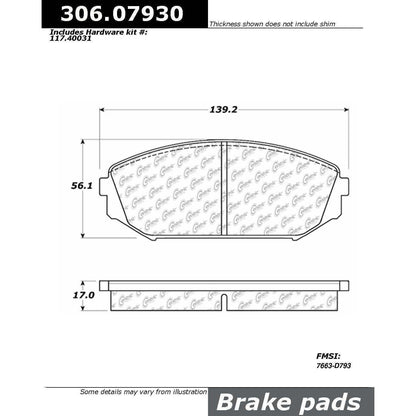 Centric Parts Disc Brake Pad Set Fleet Performance with Para-aramid friction compounds 306.07930