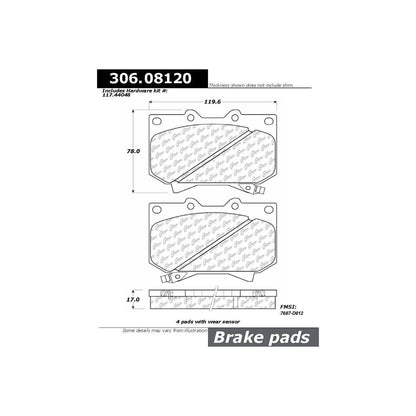 Centric Parts Disc Brake Pad Set Fleet Performance with Para-aramid friction compounds 306.08120