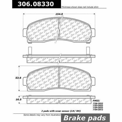 Centric Parts Disc Brake Pad Set Fleet Performance with Para-aramid friction compounds 306.08330