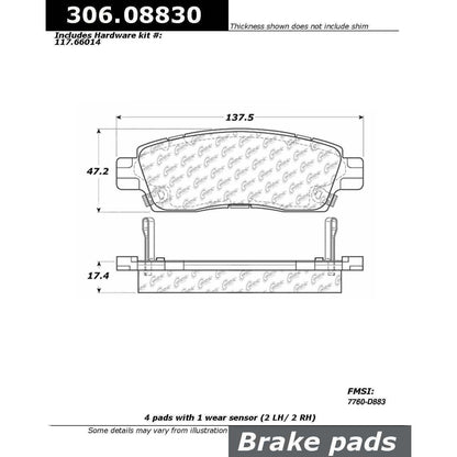 Centric Parts Disc Brake Pad Set Fleet Performance with Para-aramid friction compounds 306.08830