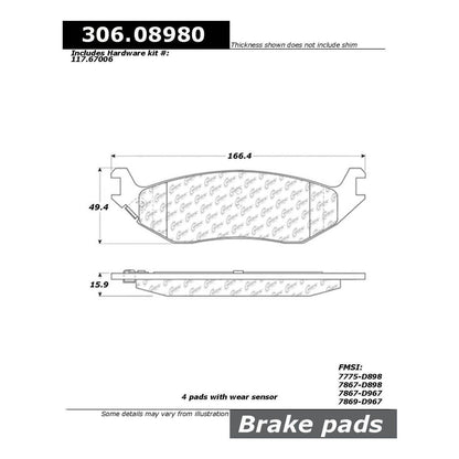 Centric Parts Disc Brake Pad Set Fleet Performance with Para-aramid Friction Compounds 306.08980