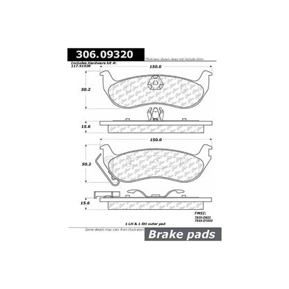 Centric Parts Disc Brake Pad Set Fleet Performance with Para-aramid friction compounds 306.09320