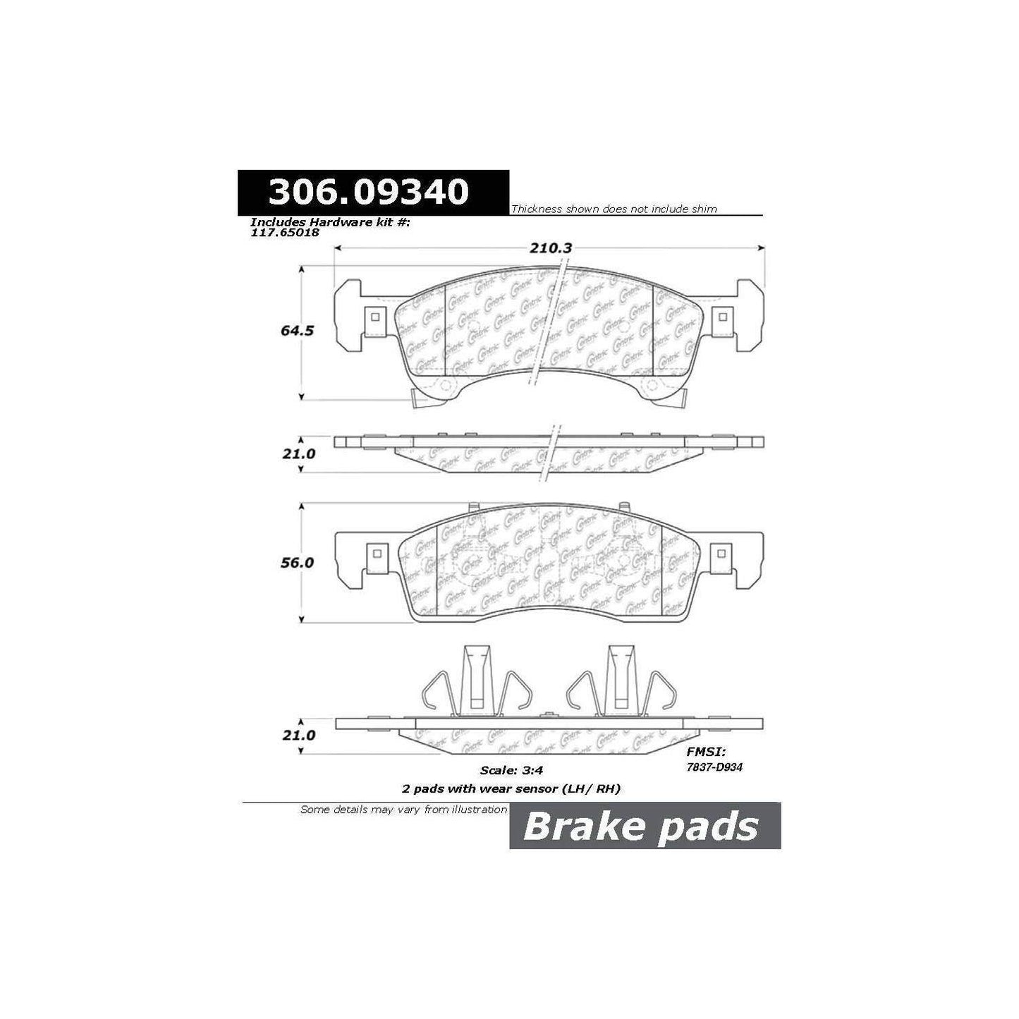 Stoptech Centric Performance Brake Pads 306.09340