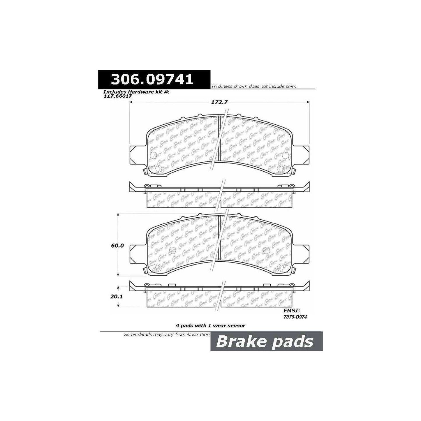 Stoptech Centric Performance Brake Pads 306.09741