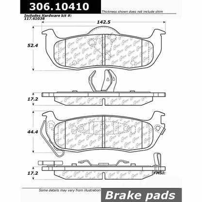 Centric Parts Disc Brake Pad Set Fleet Performance with Para-aramid friction compounds 306.10410