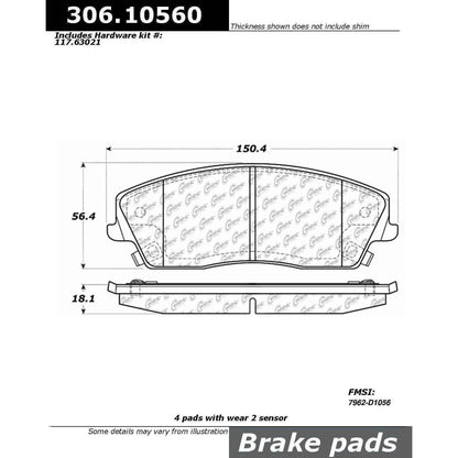 Centric Parts Disc Brake Pad Set Fleet Performance with Para-aramid friction compounds 306.10560