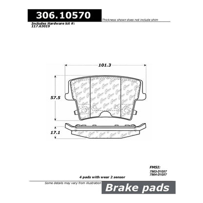 Centric Parts Disc Brake Pad Set Fleet Performance with Para-aramid friction compounds 306.10570
