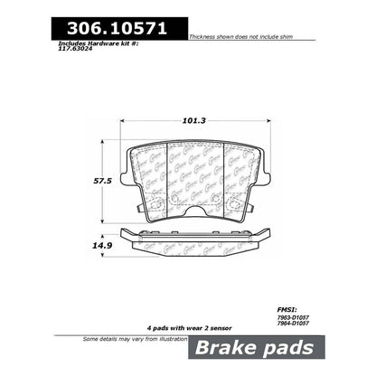 Centric Parts Disc Brake Pad Set Fleet Performance with Para-aramid friction compounds 306.10571