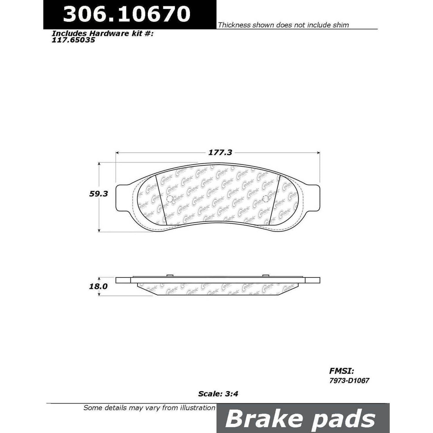 Centric Parts Disc Brake Pad Set Fleet Performance with Para-aramid friction compounds 306.10670