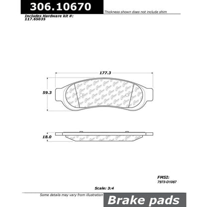 Centric Parts Disc Brake Pad Set Fleet Performance with Para-aramid friction compounds 306.10670
