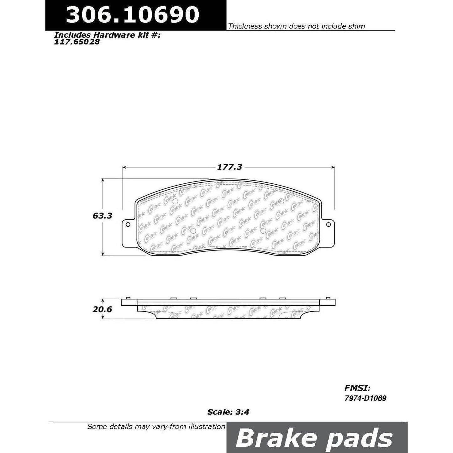 Stoptech Centric Performance Brake Pads 306.10690