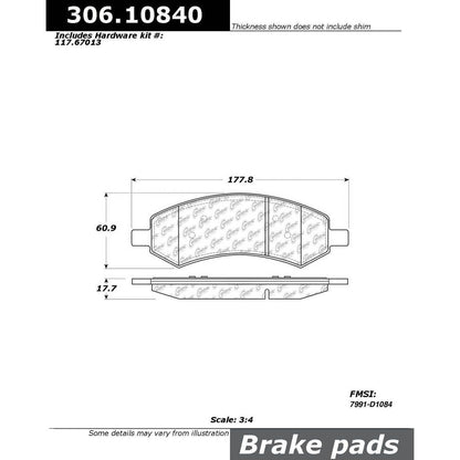 Centric Parts Disc Brake Pad Set Fleet Performance with Para-aramid friction compounds 306.10840