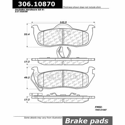 Centric Parts Disc Brake Pad Set Fleet Performance with Para-aramid Friction 306.10870