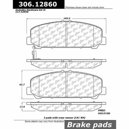 Centric Parts Disc Brake Pad Set Fleet Performance with Para-aramid friction compounds 306.12860