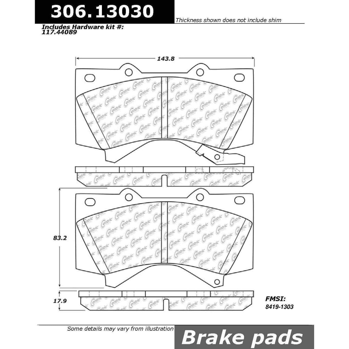 Stoptech Centric 08-09 Lexus / 07-09 Toyota Performance Front Brake Pads 306.13030