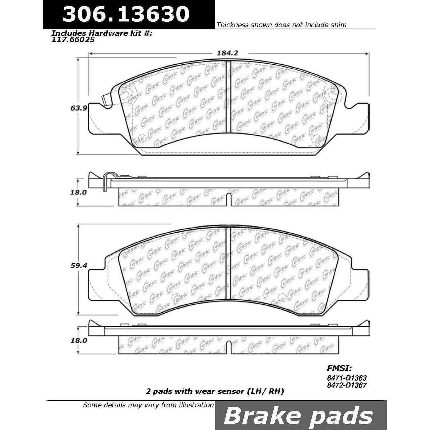 Stoptech Centric Performance 08 Escalade/Tahoe/Yukon/Denali/Avalanche/Silverado Front Brake Pads 306.13630