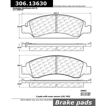 Stoptech Centric Performance 08 Escalade/Tahoe/Yukon/Denali/Avalanche/Silverado Front Brake Pads 306.13630