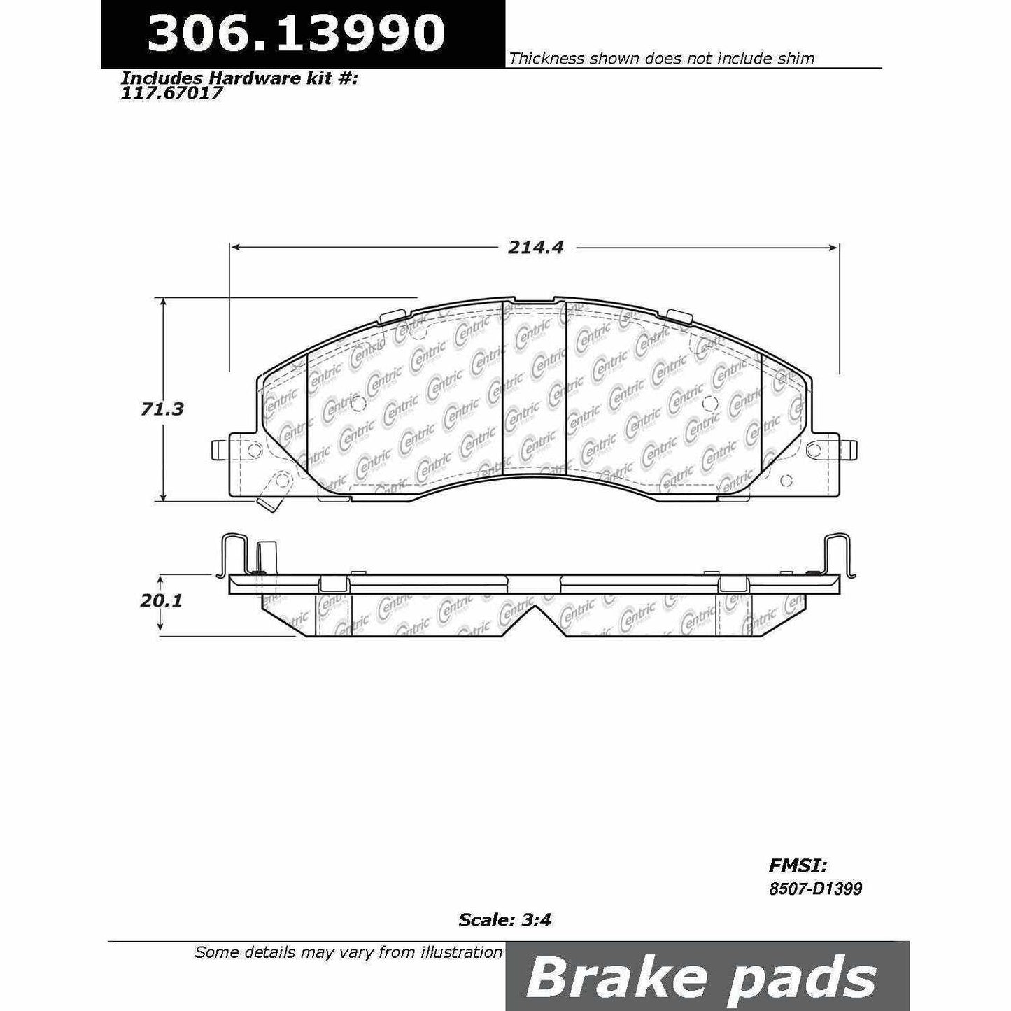 Centric Parts Disc Brake Pad Set Fleet Performance with Para-aramid Friction Compounds 306.13990