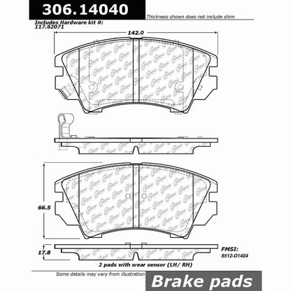 Centric Parts Disc Brake Pad Set Fleet Performance with Para-aramid friction compounds 306.14040