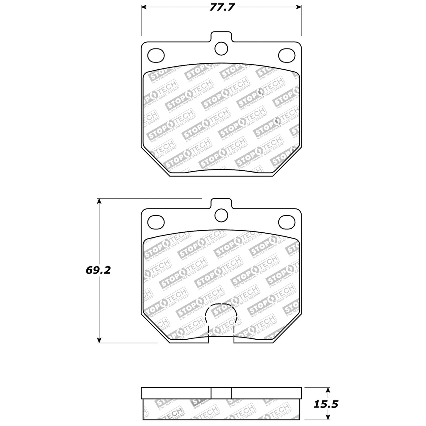 StopTech Street Brake Pads; Front With Shims